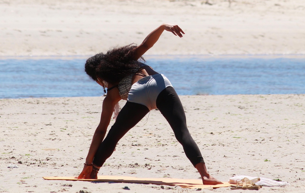 woman, nature, yoga, relaxation, beach, sea, sand, gymnastics, stretching, stretch, stretchable, flexible, athletic, pilates