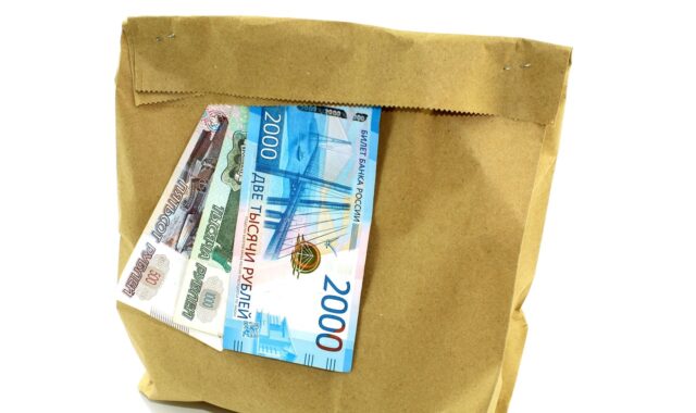 money, virtually any, two thousand, five hundred virtually any, one thousand virtually any, banknotes, purchases, delivery, buy products, paper bag, bag with products, closed package, white background, products, wrapped, in paper, package, packaging, paper, net, blue, green, red, tickets of the bank of russia
