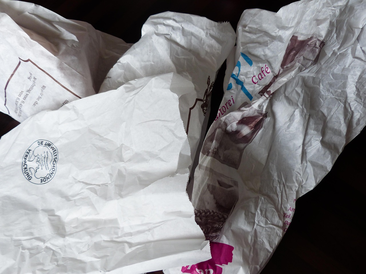 bakery bags, paper bags, bags, white, garbage, waste, paper