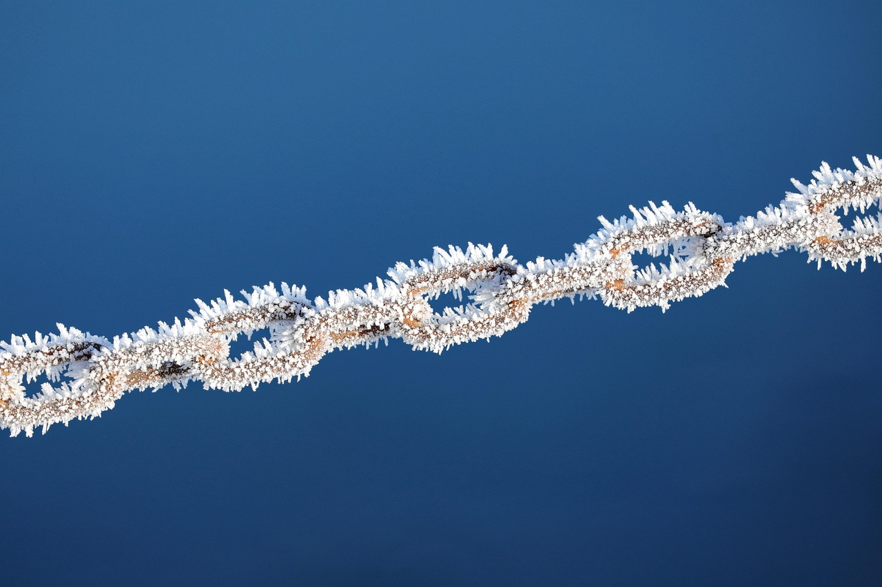 chain, frost, ice crystals, snow crystals, cold, chain, chain, chain, chain, chain